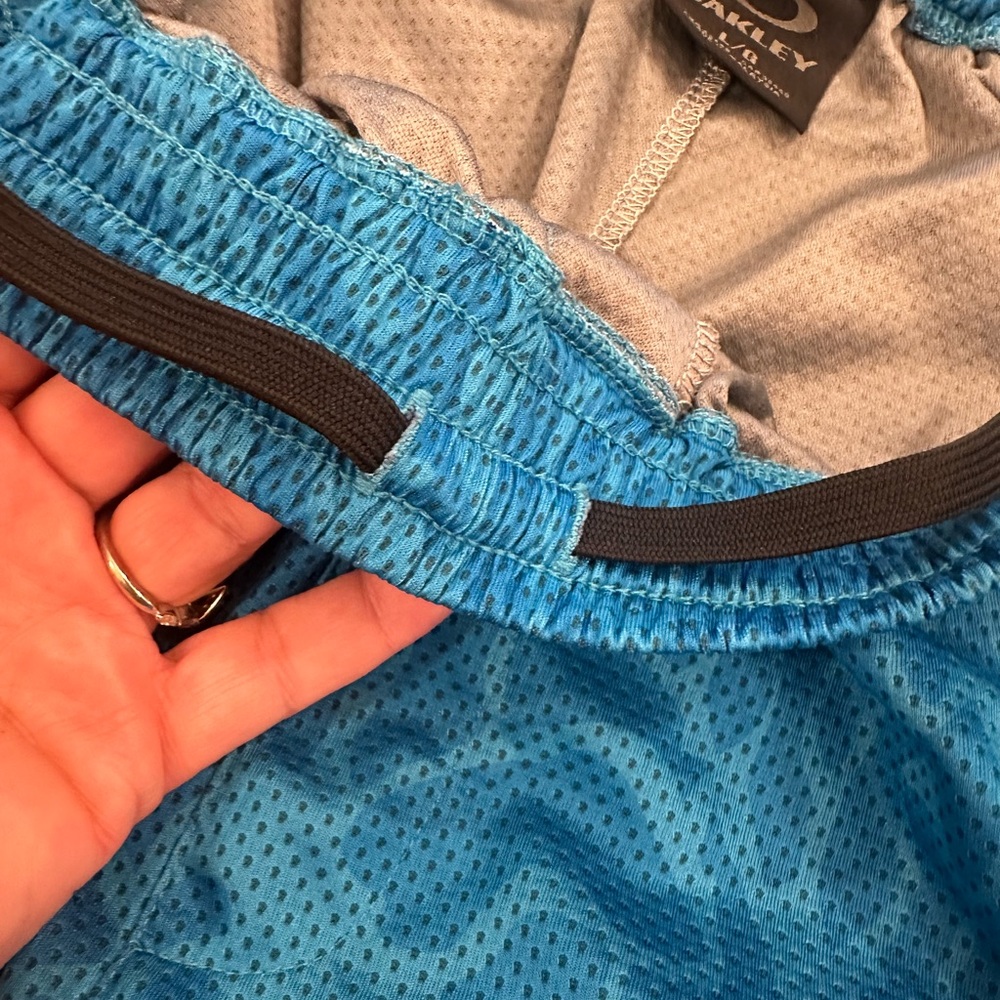 Oakley Blue Athletic Shorts with Textured Design - Picture 3 of 3